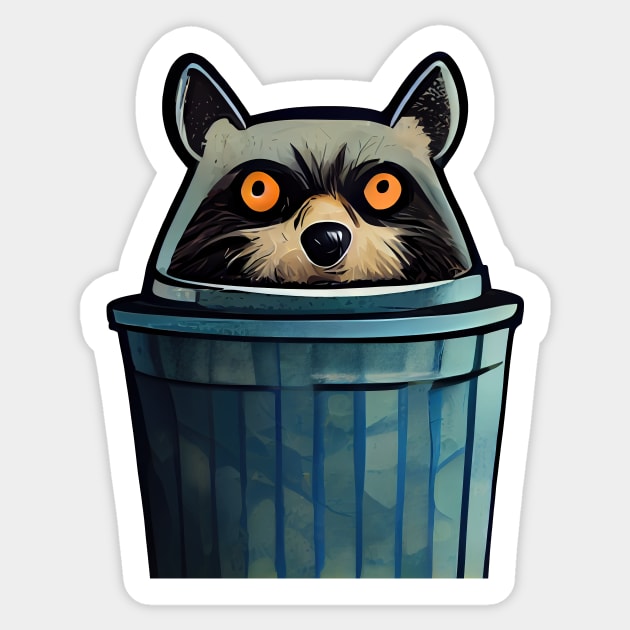 Trash panda in Garbage Can, Raccoon Alternate Sticker by LightStubble